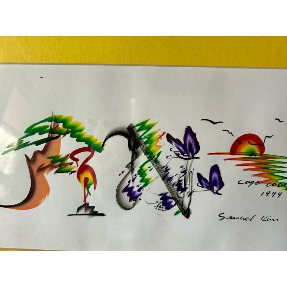 Exquisite Chinese Brush Art Framed Watercolor Hand-Painting Signed “Meghan”
